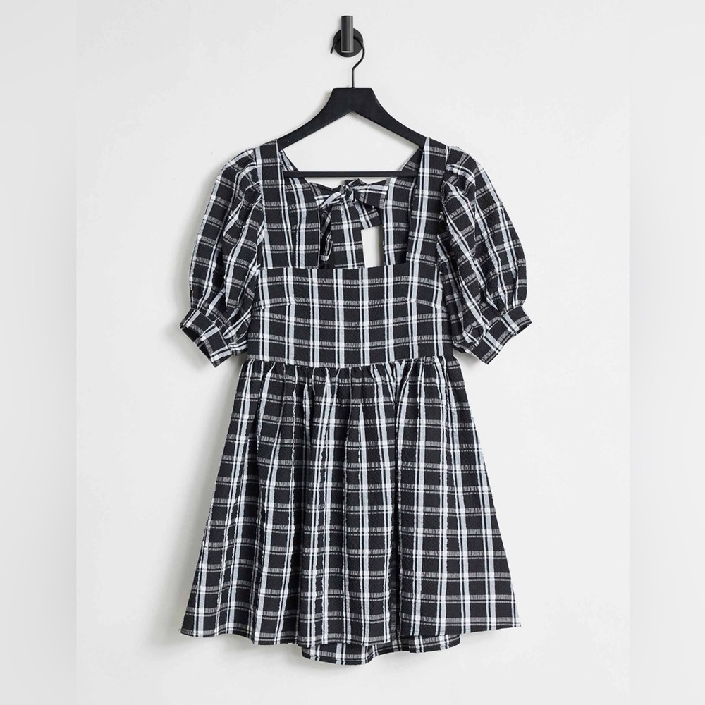 Bolongaro Trevor Greta Bow Back Smock Dress in Gingham sz S